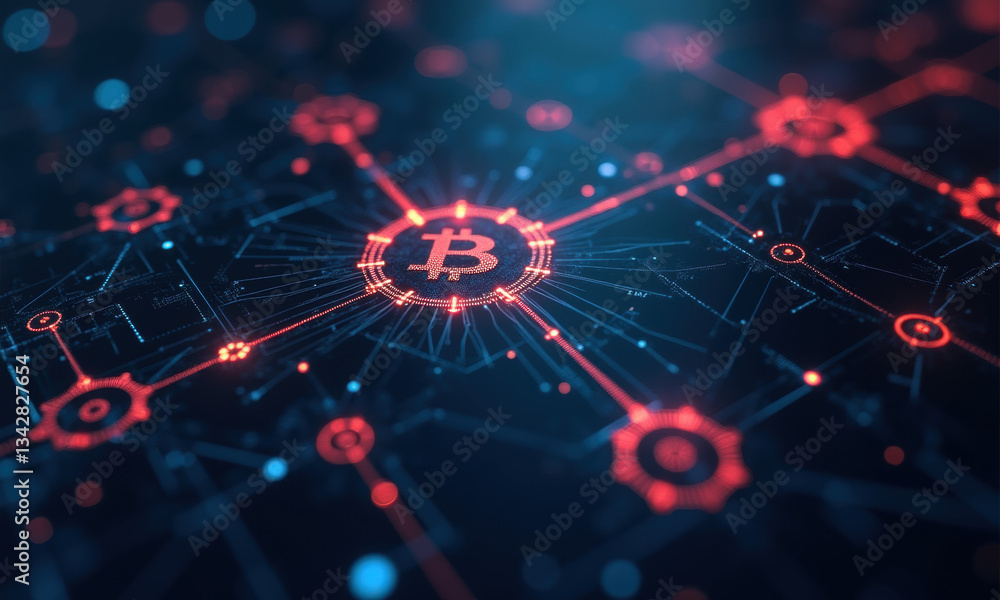 Bitcoin Blockchain Network Technology - Futuristic technology Bitcoin Blockchain Network Technology - Futuristic technology