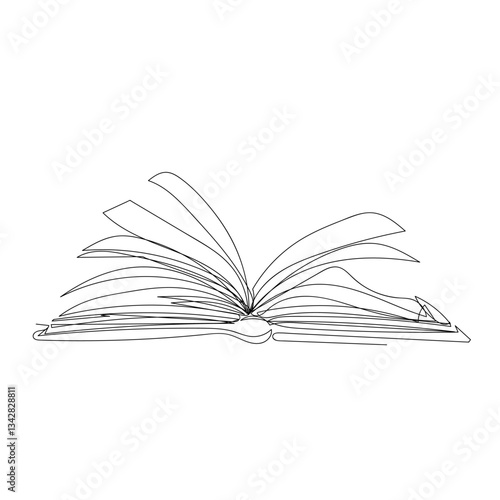 Continuous line drawing doodle  open book icon vector. book icon