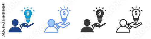 Entrepreneurship icon set multiple style collection