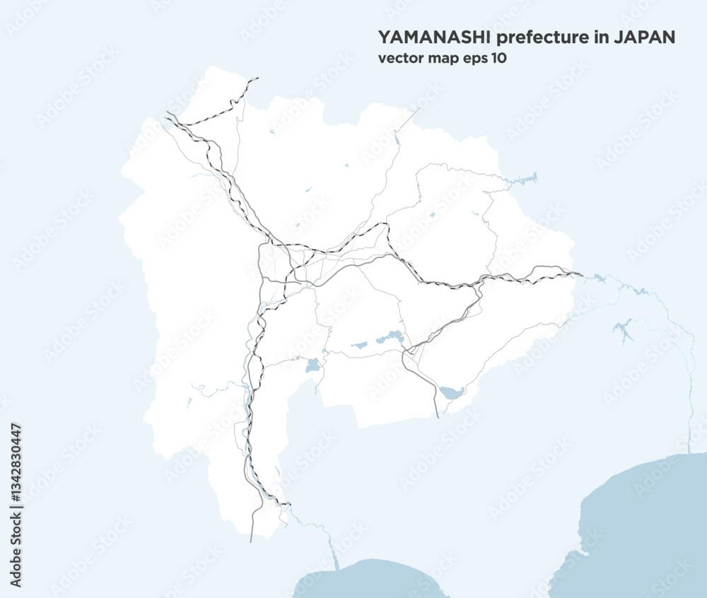 Obraz premium 日本の山梨県のシンプルなロードマップ