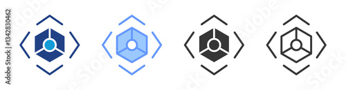 Augmented Reality icon set multiple style collection
