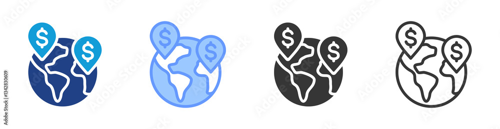 Offshoring icon set multiple style collection Offshoring icon set multiple style collection