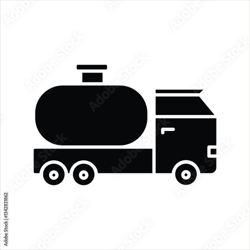 Flat Icon Oil Fuel Tanker Truck Land Transportation
