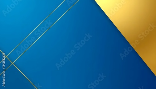blue geometric diagonal background with golden line