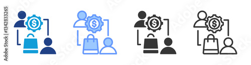 Business To Consumer icon set multiple style collection