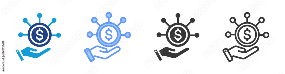 Revenue Stream icon set multiple style collection Revenue Stream icon set multiple style collection