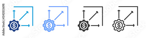 Business Scalability icon set multiple style collection