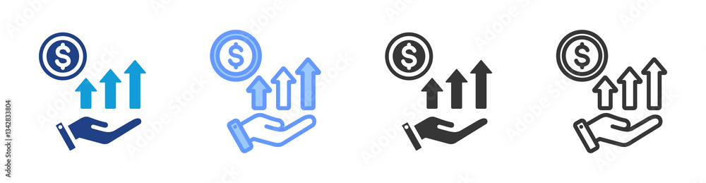 Profitability icon set multiple style collection Profitability icon set multiple style collection