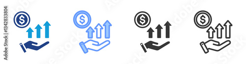 Profitability icon set multiple style collection