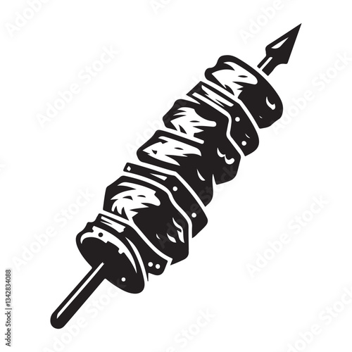 Grilled Skewer Silhouette A Delicious BBQ Food Vector Illustration