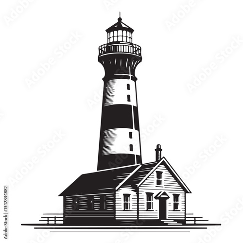 Lighthouse Illustration Vector Art for Navigation and Coastal Scenery Themes