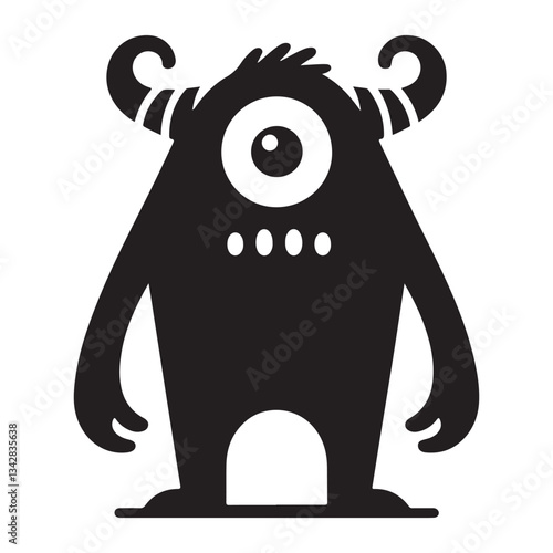 Cute One Eyed Monster Vector Illustration for Kids Design Projects
