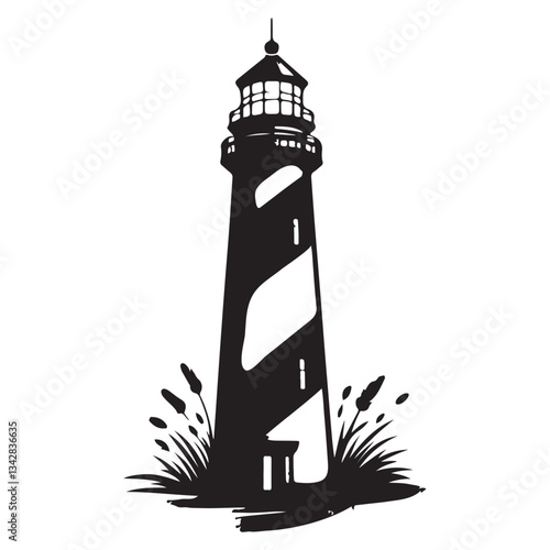 Lighthouse Silhouette Illustration Beacon Marine Navigation Safety Symbol Graphic
