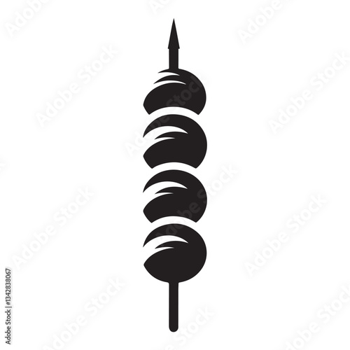 Delicious Meatball Skewer Silhouette Vector Illustration for Food Designs