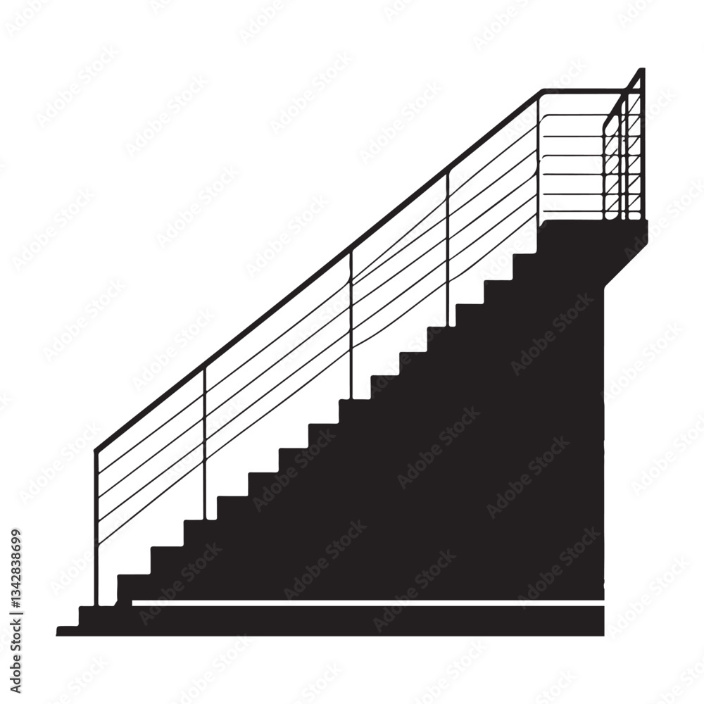 Staircase Illustration Black Silhouette Image for Architectural Design Staircase Illustration Black Silhouette Image for Architectural Design