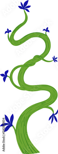 Whimsical Green vine illustration with leaves