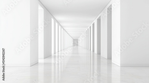 Contemporary Minimalist Interior with White Walls and Reflections
