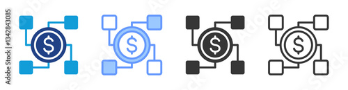 Funding Source icon set multiple style collection