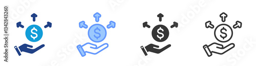 Funding icon set multiple style collection