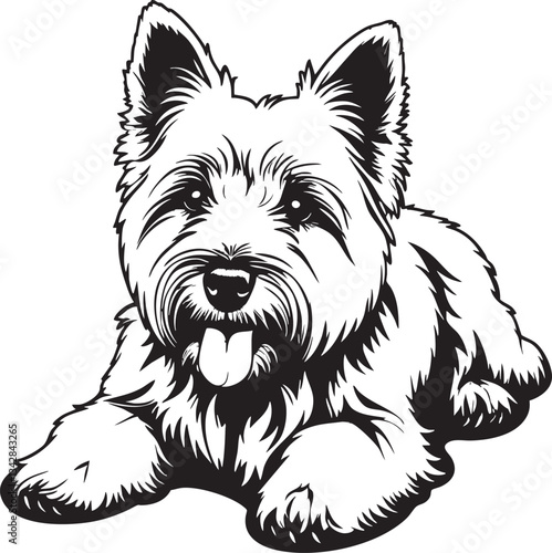 West Highland White Terrier Vector Outline Cute Dog Design