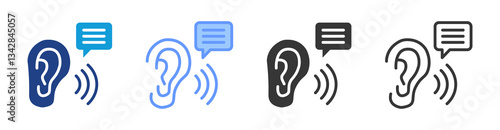 Listening icon set multiple style collection