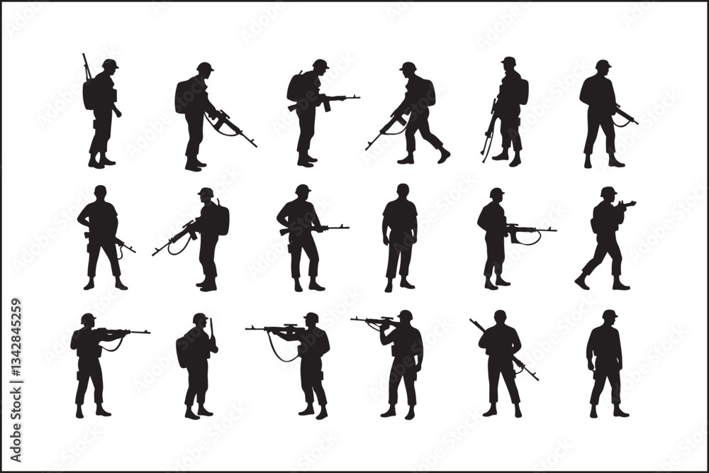 Obraz premium USA Veterans Troops Silhouette Bundle