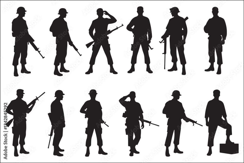 Obraz premium USA Veterans Troops Silhouette Bundle