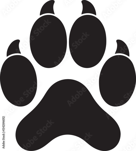 Dog paw silhouette vector icon