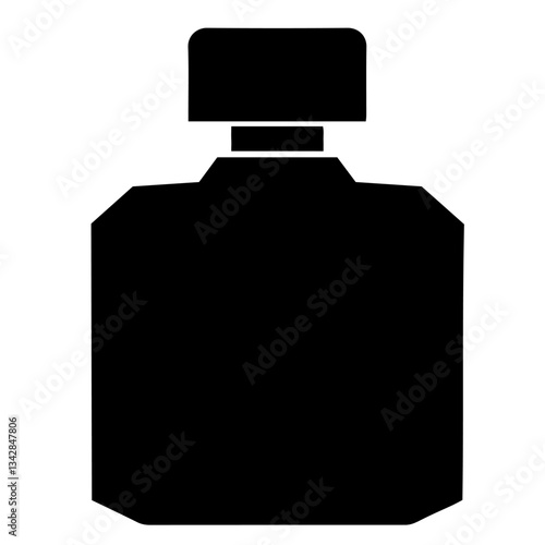 Silhouette of a perfume bottle with a rectangular shape and rounded corners, topped with a square lid, representing a high-end fragrance with a classic design and elegant packaging