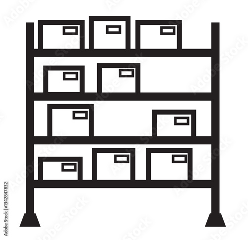 Storage rack icon Thin line flat illustration . 