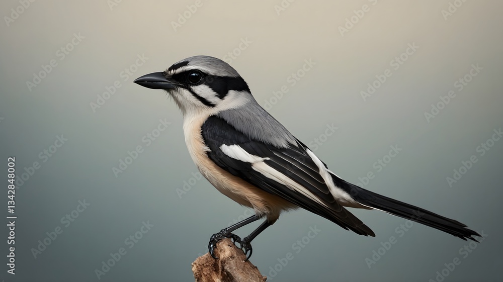 Obraz premium Minimalist Digital Art of a Shrike, Symbolizing Its Predatory Nature with Bold Lines