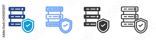 Data Secure icon set multiple style collection