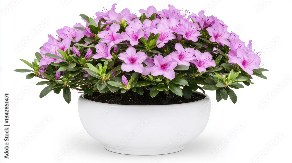 Fototapeta premium Pink Azalea Flowers in Elegant White Pot for Home Decoration