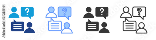 Interview icon set multiple style collection