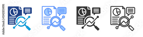 Quantitative Data icon set multiple style collection
