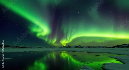 Wallpaper Mural Stunning Aurora Borealis Illuminating the Night Sky Over Frozen Landscape Torontodigital.ca