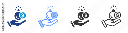 Debt Financing icon set multiple style collection
