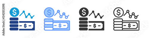 Fund icon set multiple style collection