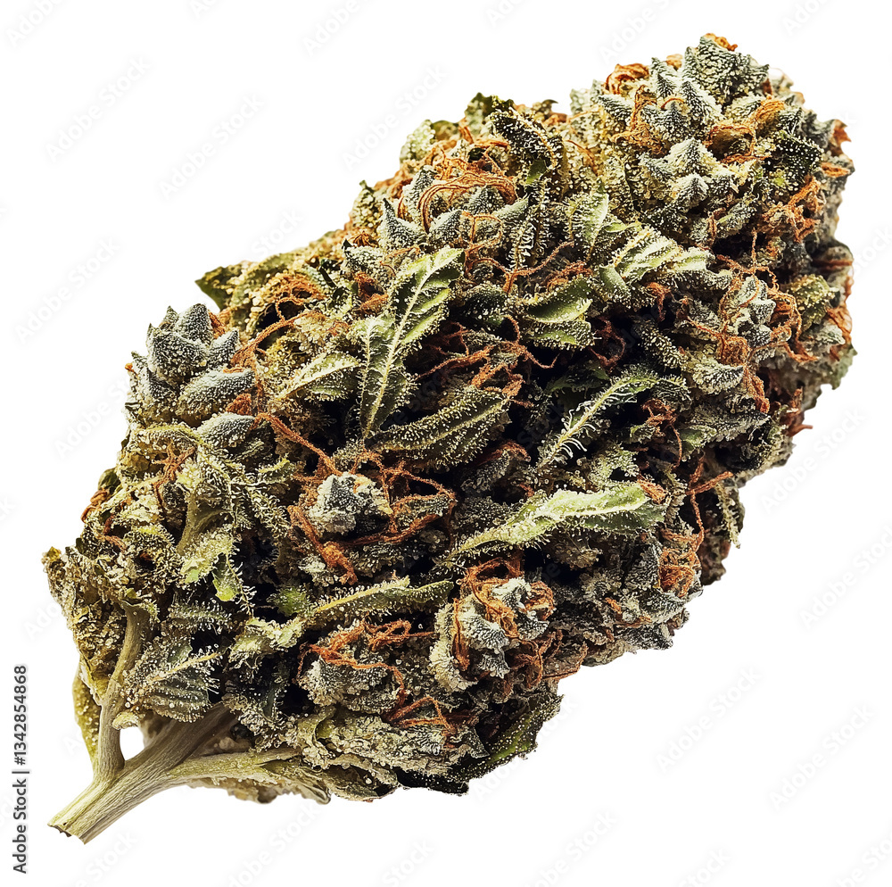 custom made wallpaper toronto digitalclose up of dried cannabis flower bud showcasing its intricate texture and vibrant colors, including green and orange hues. detailed trichomes are visible, highlighting its quality