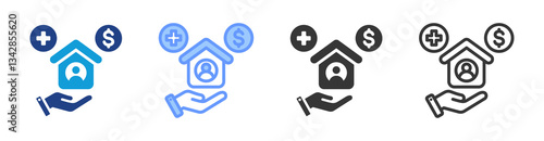 Welfare icon set multiple style collection