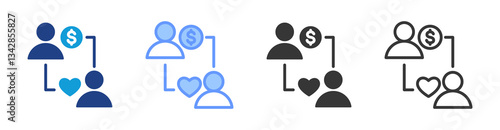 Patronage icon set multiple style collection