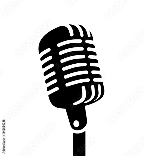 Retro Microphone, Classic Style of 20th Century Audio Technology, Sound Recording, Broadcasting, Communication, Used for Radio, Television, Sound Engineering, Evolution of Sound Systems