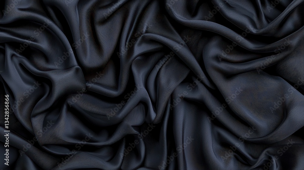 Obraz premium Soft Black Fabric with Elegant Draping and Smooth Texture Close-Up