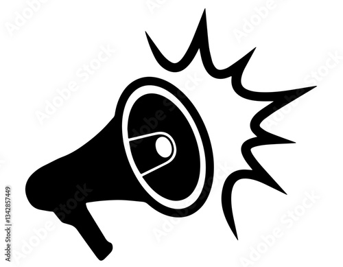 Megaphone with Sound Waves or Lines Emitting from It, Voice Amplification, Free Speech, Advocacy During Protests, Movements, Social Change Campaigns