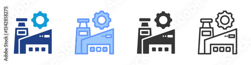Industrial Engineering icon set multiple style collection