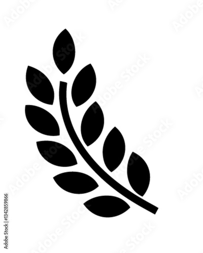 Silhouette of a Branch with Leaves Shaped Like Wheat, Representing Natural Design and Growth