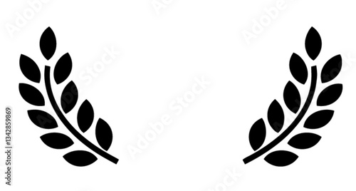 Two Black Laurel Wreaths Positioned Symmetrically with Oval Leaves, Representing Victory, Glory, and Peace

