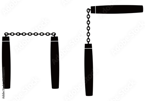 silhouette of nunchaku