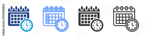 Schedule icon set multiple style collection