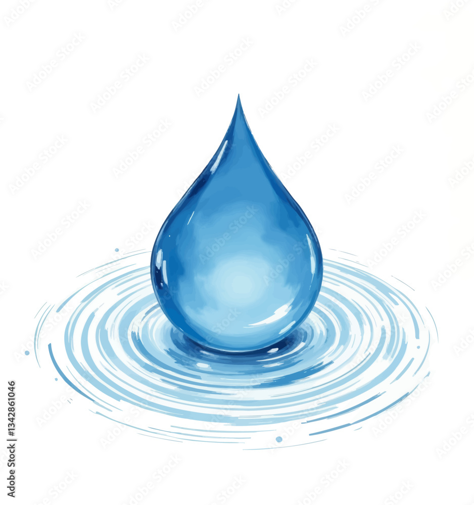 Blue Water Droplet Causing Ripples Blue Water Droplet Causing Ripples